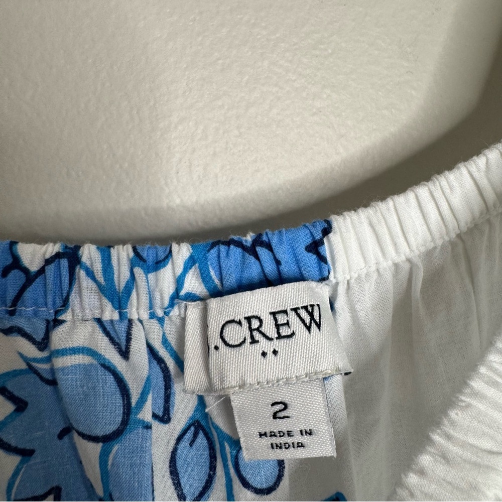 J. Crew White Blue Floral Puff Sleeve Prairie Cottage Puff Sleeve Maxi Dress 2 - Picture 3 of 10